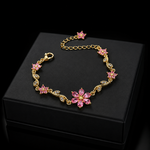 Flower Branch and Leaf Bracelet